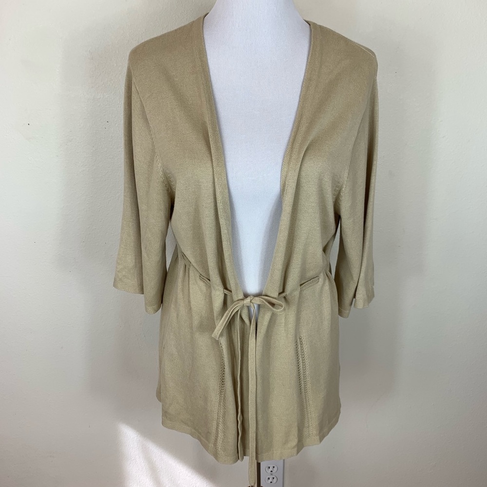 W women tan front tie cardigan women 1X
